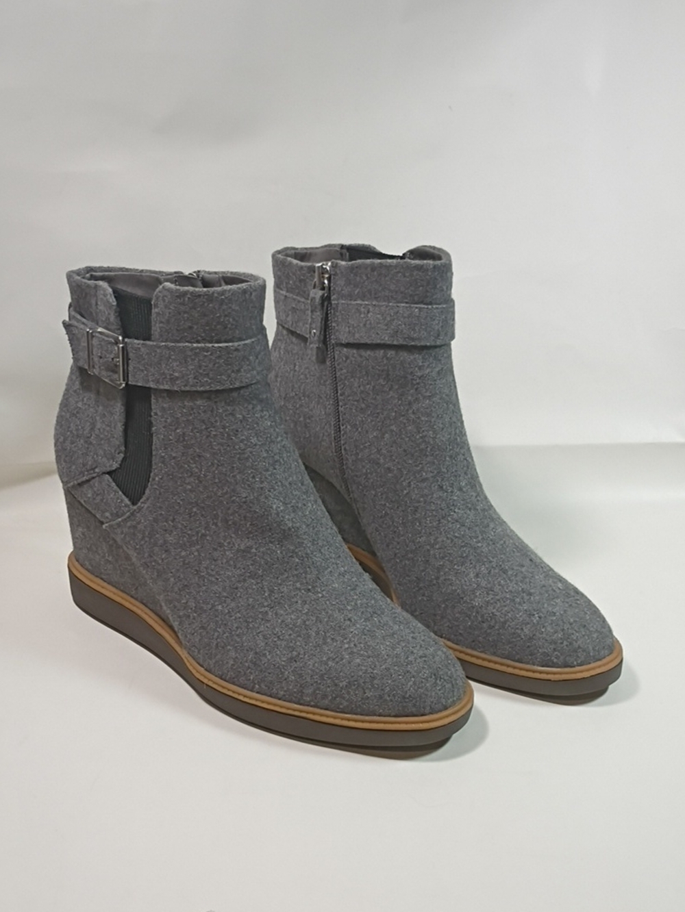 Dr School's Jacinta Women’s Gray Wedge Ankle Boots Felt Bootie Size 9.5 New